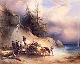 Heimkehr von der Jagd Am Attersee by Friedrich Gauermann